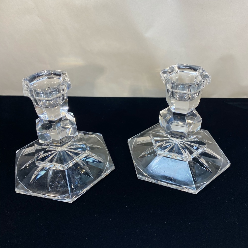 2 Towle 24% Lead Crystal 3” Tall Candlesticks - Picture 4 of 6